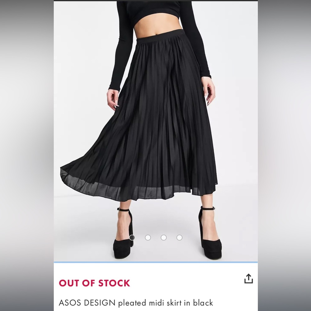 ASOS DESIGN pleated midi skirt in black, size 6